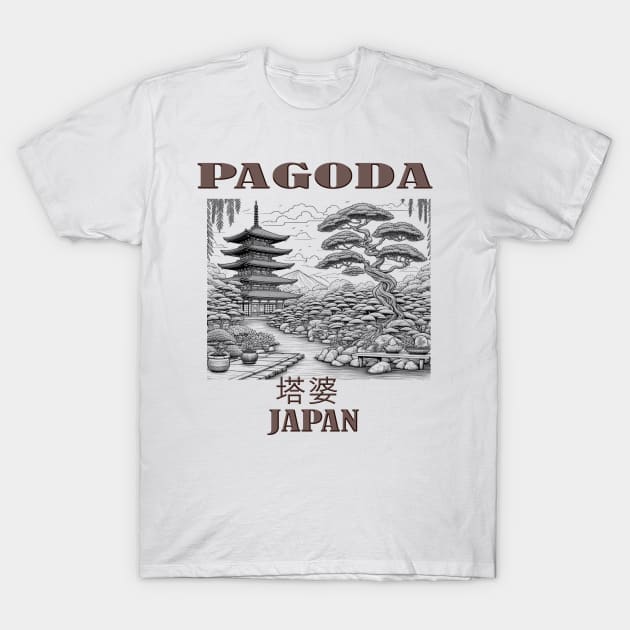 Japanese pagoda garden bonsai trees travel gift T-Shirt by fantastic-designs